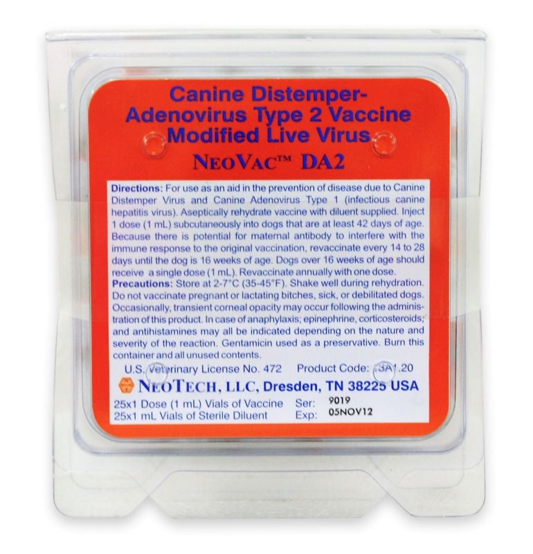 Neovac DA2 25x1ml Vials Canine Vaccine