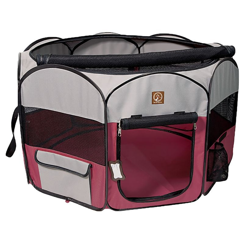 One for Pets Fuschia/Grey Portable Pet Playpen