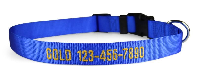 Personalized Blue Nylon Dog Collar