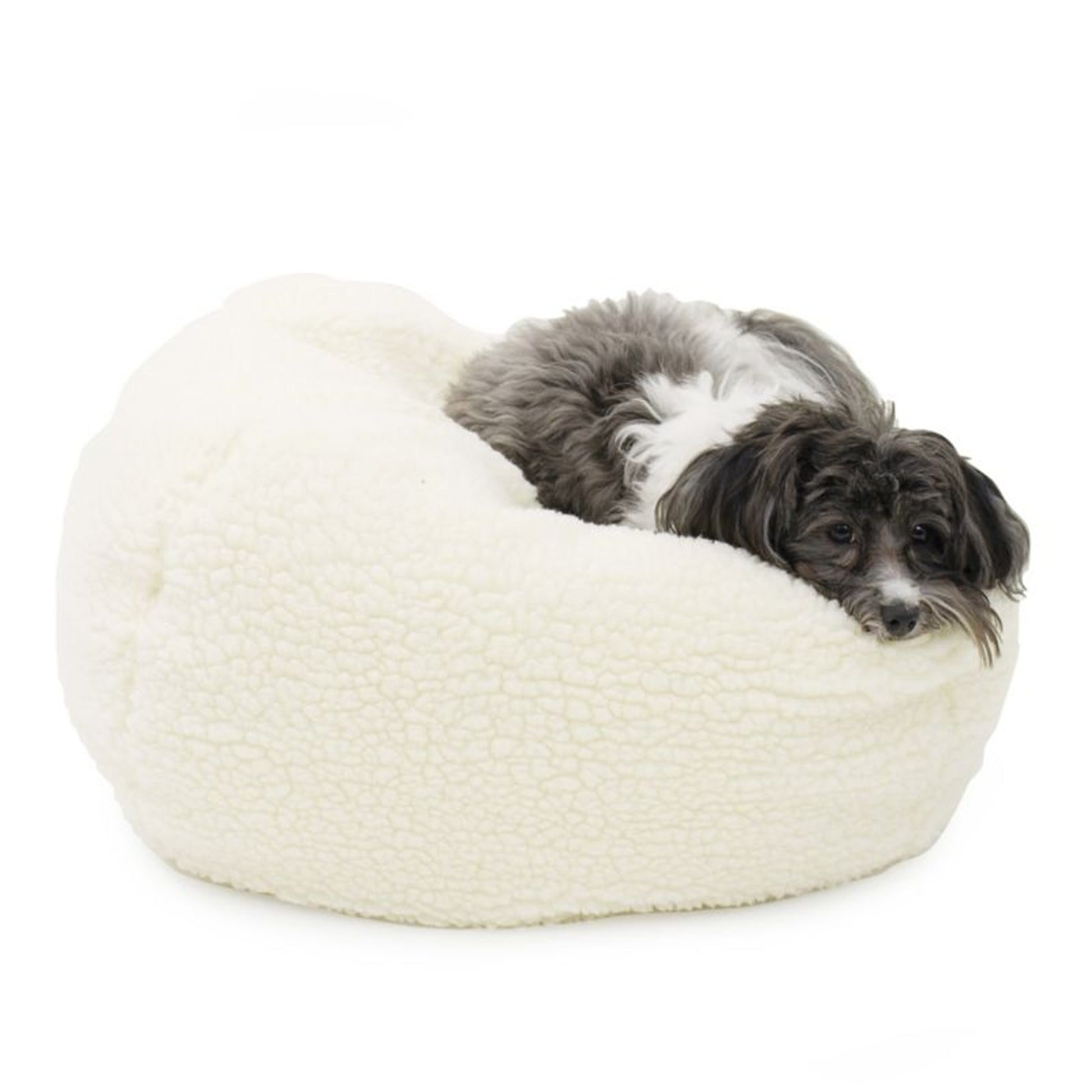 Carolina Pet Natural Sherpa Puff Ball Bed