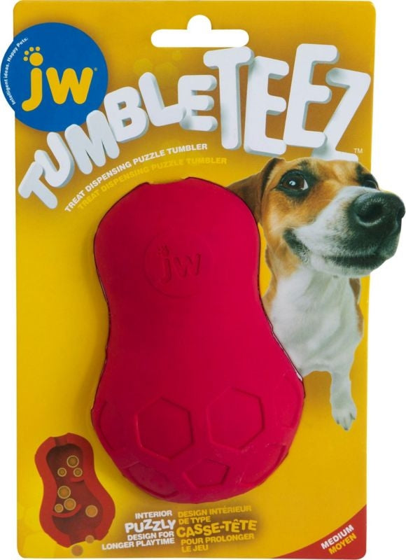 Jw Tumble Teez Treat Dog Toy Md Red