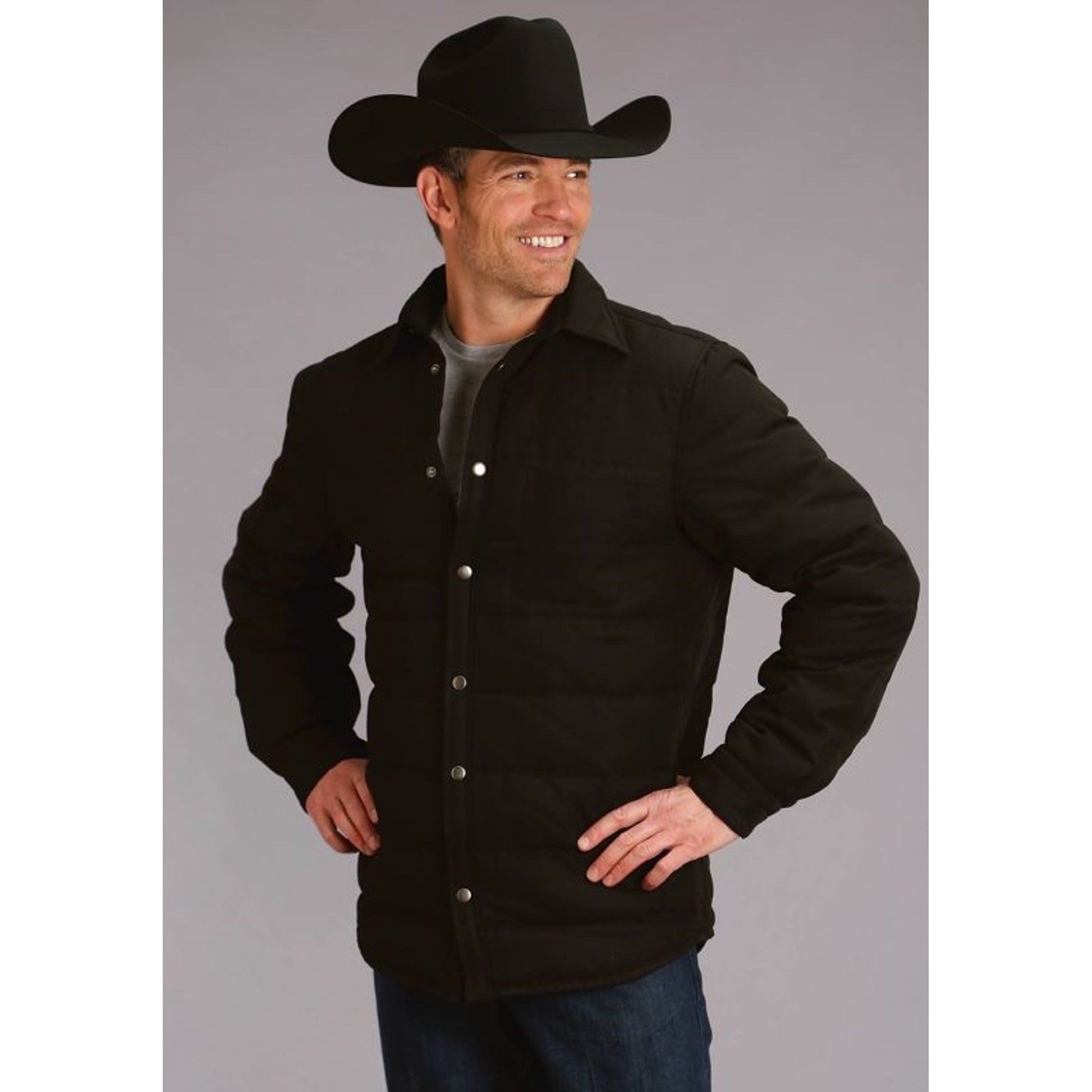 Stetson Mens Canvas Shirt Jacket LG Black