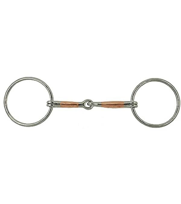 Copper Inlaid Ring Snaffle Bit Stainless Steel 5In
